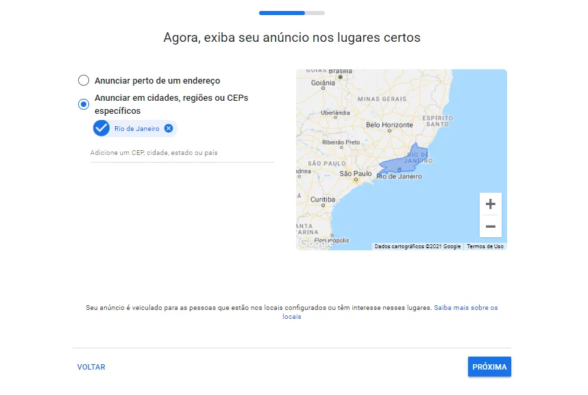 Mapa de google Maps para marketing de escritórios de contabilidade